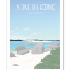 Affiche Baie du Kernic à Plouescat en Bretagne, illustration contemporaine avec vue sur la dune de Keremma et les paysages côtiers du Léon