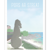 Affiche L’Hippocampe de Pors ar Streat à Plouescat en Bretagne, illustration contemporaine du littoral de Porsguen sur la Côte des Sables