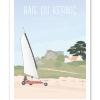 Affiche Baie du Kernic à Plouescat en Bretagne, illustration contemporaine de la baie et des paysages de la Côte des Sables