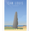 Affiche Menhir de Cam Louis à Plouescat en Bretagne, illustration contemporaine du site mégalithique de Saint-Eden dans le Léon