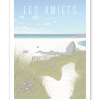 Affiche Les Amiets à Cléder en Bretagne, illustration contemporaine inspirée de la plage et des dunes du littoral du Léon
