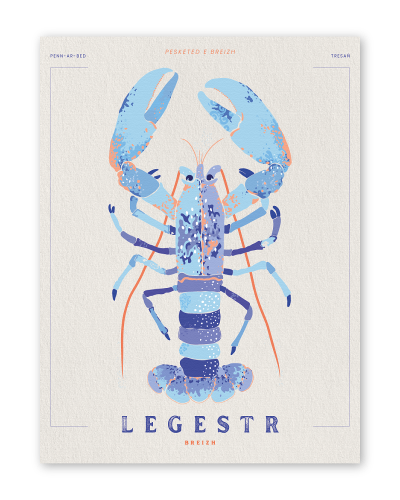 Affiche Homard Breton, illustration décorative inspirée de l’univers marin et de la Bretagne