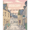 Affiche de Roscoff en Bretagne, illustration décorative vintage inspirée du littoral breton