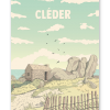 Affiche de Cléder en Bretagne, illustration décorative vintage inspirée du littoral breton