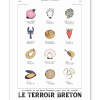 Affiche Terroir Breton, illustration décorative des produits emblématiques et pépites gourmandes de Bretagne