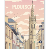 Affiche de Plouescat en Bretagne, illustration décorative vintage inspirée du littoral breton